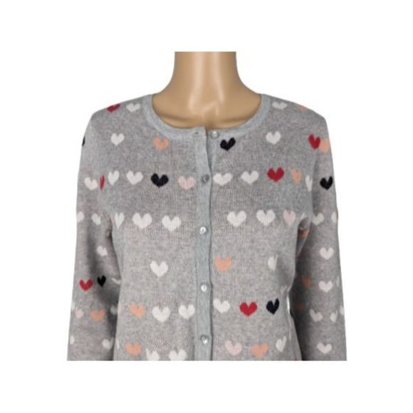 Christopher & Banks Heart Print Button-Front Cardigan S - Picture 2 of 8